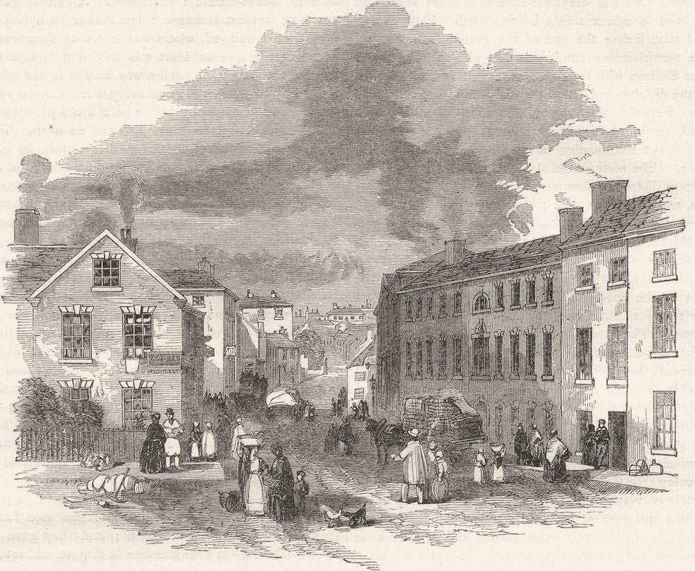 STAFFORDSHIRE. High Street, Stoke 1850 old antique vintage print picture